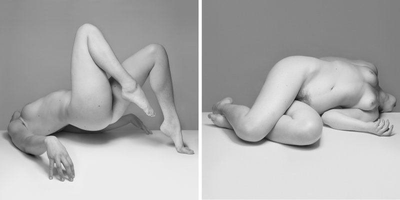 contemporary fine art photography black and white nude diptych